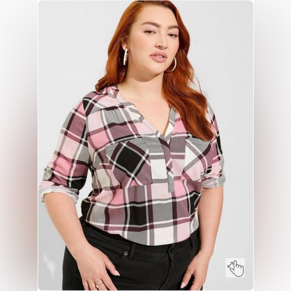 Harper Rayon Slub Pullover 3/4 Sleeve Blouse